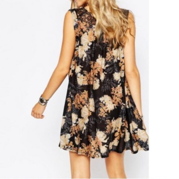 Free People Black Floral Print Slip Dress - So You Say Printed Slip Night Combo - Picture 2 of 6